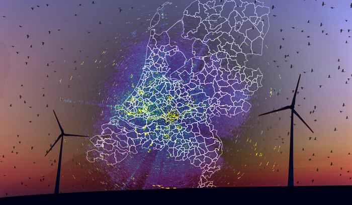 Windturbines and map of the netherlands